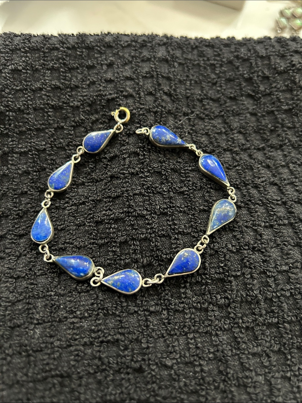 Blue Teardrop Lapis Sterling Bracelet -